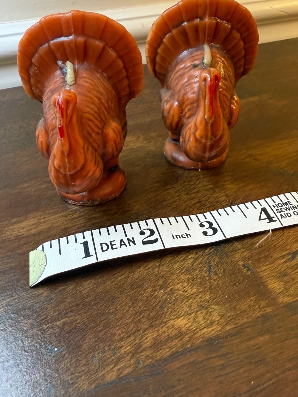 Pair of Vintage Orange Ceramic Turkey candles - Decorative Fall Accent